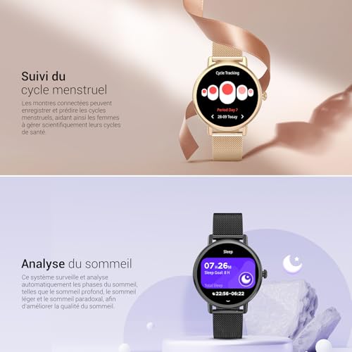 Blackview Women's Smart Watch with Bluetooth Call, 1.26 Inch Smartwatch with Cycle Tracking, 24H Sleep/Heart Rate/SpO2, 100+ Sports Mode, Fitness Pedometer Compatible with Android iOS