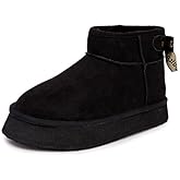 Juicy Couture Girls Winter Ankle Boots with Bow, Cozy Faux Fur Lined Slip-On Booties for Little Kid/Big Kid