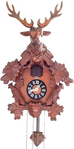 HORO Wood Single Bird and Pendulum Dear Shape Cuckoo Clock (White_5.1 Inch X 9 Inch X 12.9 Inch)