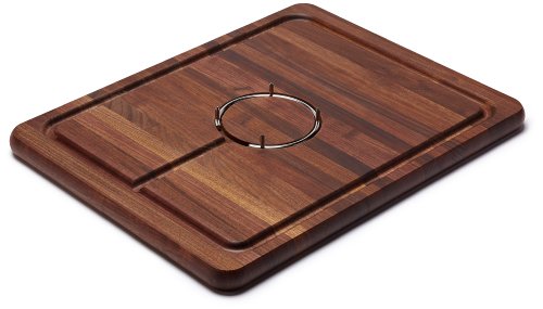 Snow River USA 7V03085 Hardwood Walnut Carving Board Stainless Steel Gripping Ring and Juice Well, 14" x 18" x 1"