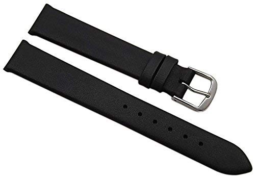 myledershop 16mm Calf leather watch strap band Made in Germany in black with buckle in silver MJ-Design-Germany incl assembly instructions