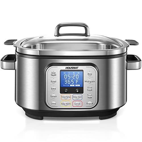 Slow Cooker, HOUSNAT 10 in 1 Programmable Cooker, 6Qt Stainless Steel