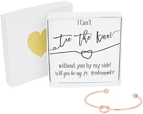 Bridesmaid Gifts - Tie The Knot Jr. Bridesmaid Bracelet w/Gift Box, Wedding Thank You Gift, Love Knot Jewelry, Bridal Party Gift Sets (Gold, Rose Gold, Silver)
