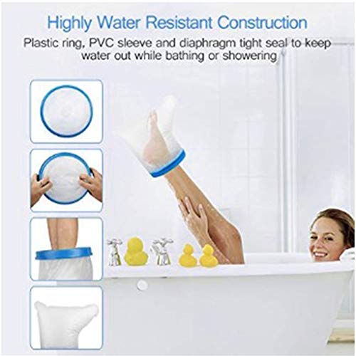 Foot Cast Protector for Shower Adult Cast Cover Bandage Dry Kepper Reusable Watertight Adult Keep Sand Out Keep New Tattoos Protector for Ankle Broken Surgery Foot Wound and Burns (Foot) - Thumbnail 4