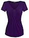 Zeagoo Womens Short Sleeve Loose Twist Knot Front T Shirts Cotton Casual Blouse Purple