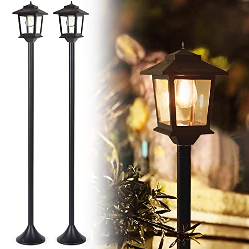 63" Solar Lamp Post Lights 2Pack, Outdoor Post Lights Waterproof, Pole Lights Outdoor, Floor