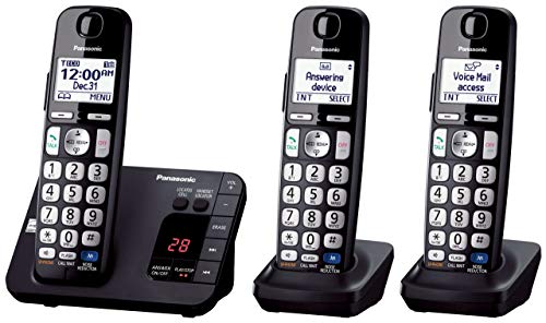 Panasonic KX-TGE233B Expandable Cordless Digital Phone with Large Keypad - 3 Handsets (Certified Refurbished)
