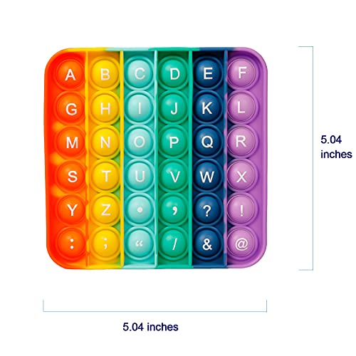 Pop Fidget Sensory Toy, Push Bubble Autism Stress Relief Silicone Rainbow Pressure Relieving Toys Educational Game Gift for Kids Teens Adults (Square)