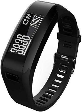 METEQI Replacement Bands Compatible for Garmin Vivosmart HR,Soft Silicone Bracelet Sport Strap Wristband Accessories with Tool Kits Screwdriver (Black)