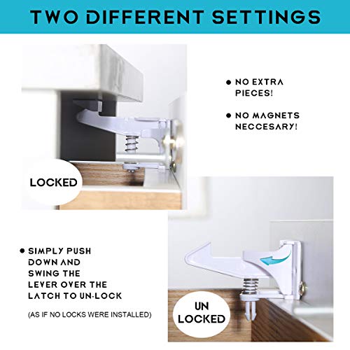 Child Safety Cabinet Locks - 12 Packs Cabinet Locks Child Safety, No Tool No Key Needed Safety Drawer Locks for Drawers, Cabinets, Closets - Thumbnail 4