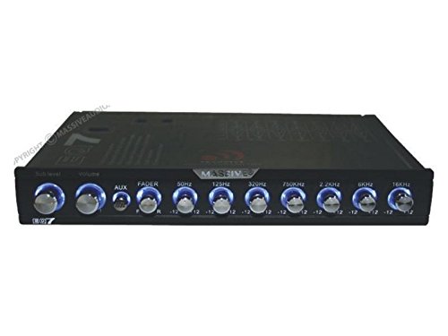 Massive Audio EQ-7 Car Equalizer with 7 Band Graphic Equalizer - Aux inputs - 7V RCA Outputs - 8V Line Driver - 12dB Crossover