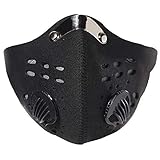 Activated Carbon N99 PM2.5 Dust Mask Anti Pollution Safety Half Face Mask Sports Mask with Filter Cotton Sheet and Valves for Cycling, Running