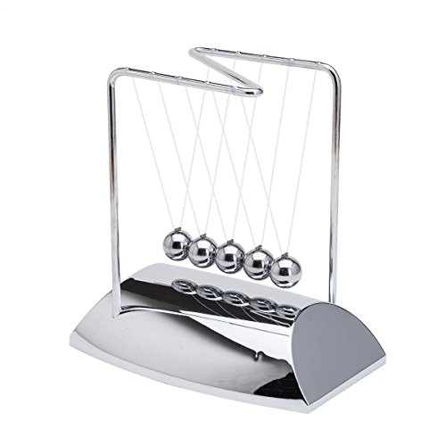 THY COLLECTIBLES Unique Z-Shape Newtons Cradle Balance Balls With Mirror 7 inch Desk Top Decoration Kinetic Motion Toy For Home And Office