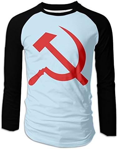 Hammer And Sickle Casual Baseball Boat Neckline Fashion Long Sleeve Men Raglan T Shirt