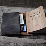 JJNUSA Distressed Leather Checkbook Journal Cover for Field Notes Moleskine Cahier Notebook Pocket size 3.5 x 5.5 Vintage Refillable Notepad Dark Brown