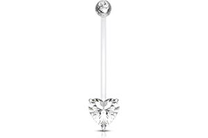Pierced Owl Double Jeweled Prong Set Heart Crystal Pregnancy Maternity Belly Button Ring Retainer