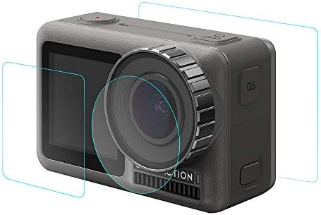 LCLrute Camera Tempered Film Applicable to DJI OSMO Action 4K Sports Cameras 1Set 9H Tempered Glass Film Dual Screen Protector Len (2pc Screen Film (Front and Rear) + 1pc Lens Film) (Clear)