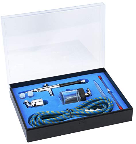 Andreas Dell Airbrush-Set mit 4-bar Kompressor â Airbrush- & Lackierpistolen, Komplett-Set für Tattoo, Kunst, Malerei | Nadeln & Düsen | Dual-Set mit Manometer & Luftfilter – Bild 3