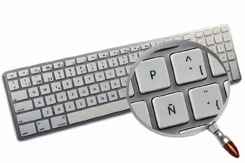 MAC NS SPANISH NON-TRANSPARENT KEYBOARD STICKERS WHITE BACKGROUND FOR DESKTOP, LAPTOP AND NOTEBOOK