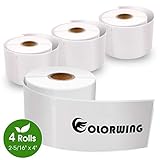COLORWING 2-5/16" x 4" Labels Compatible Dymo 30256 Shipping Labels 59mm x 102mm, White, 4 Roll - 300 Labels/Roll, for Dymo LabelWriter 450 and 400 Printer