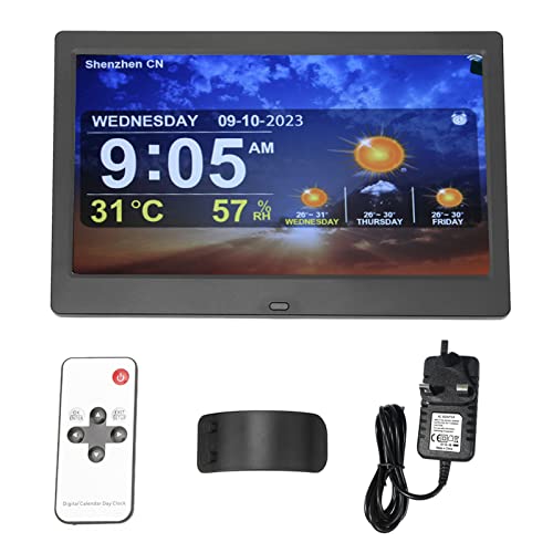 10 Inch WiFi Dementia Clock - Large Digital Clock for Seniors with 5 Alarm Times, Auto Dimmable Remote Control for Impaired Vision (UK Plug)