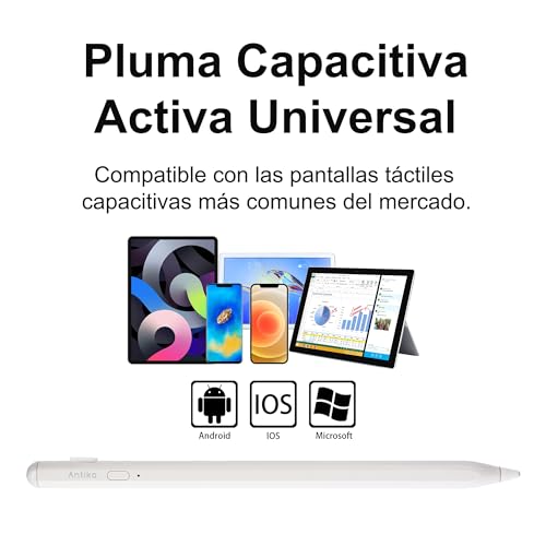 Stylus Pen, Active Stylus Pen Compatible for iOS and Android Phones, Rechargeable Stylus Pen with Dual Touch Screen, for Apple/Samsung Tablet, White