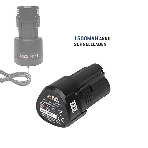 BLUE RIDGE 12V MAX Akkuschrauber Bohrschrauber mit 15 Zubehör (1 Akku, 1 Std. Schnellladegerät, 25Nm Drehmoment Max, 2… – Bild 5