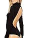 WuLun® Women's Sexy Jumpsuits Backless Turtleneck Cotton Black Basic Bodysuit (Small, Black)