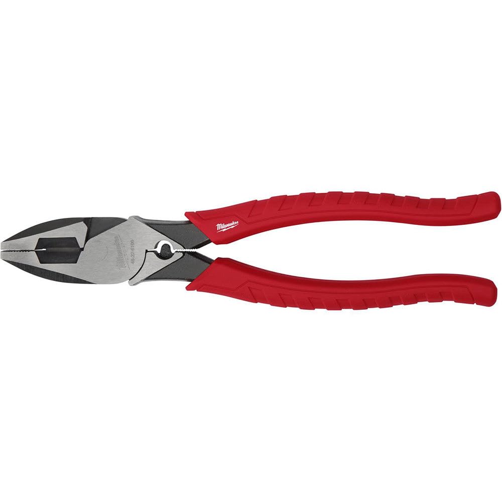 Milwaukee 48-22-6100 9 Inch Leverage Lineman Pliers w/ Crimper and Pipe Reaming Head Design , Red