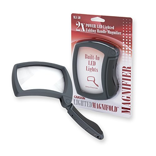 Carson LED Lighted Magnifold 2x Power Rectangular Magnifier For Reading, Inspection, Low Vision, Hobby and Crafts (MJ-50)