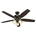 Hunter Fan Company, 53317, 52 inch Newsome Premier Bronze Ceiling Fan with LED Light Kit and Pull Chain