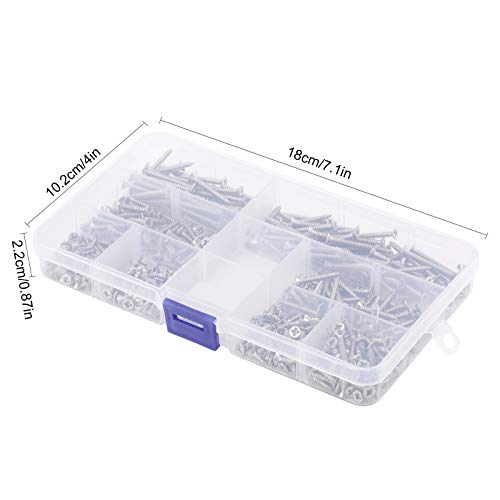 400 Stück M3 Flachkopf-Blechschrauben Kit, 304 Edelstahl Kontermutter Holzgewinde Nägel Kreuzschlitzschrauben Sets mit… – Bild 4