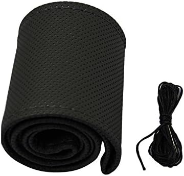Autosun Black Leatherette Car Steering Wheel Cover for Mitsubishi Lancer Cedia (Medium)
