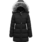 GGleaf Women's Winter Thicken Puffer Coat (Standard & Plus Size) Warm Snow Jacket with Fur Removable Hood