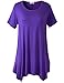 LARACE Short Sleeve Shirts for Womens Plus Size Tops Casual Summer Clothes Asymmetrical Tunic Blouses(Deep Purple 3X)
