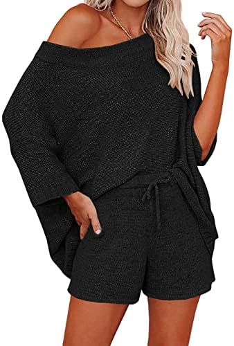 Ermonn Womens Piece Outfits Sweater Sets Off Shoulder Knit Tops