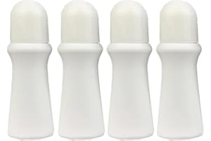 Labriciyon 4 Pcs White 75ml Refillable Roller Bottles, Reusable Plastic Roll On Bottles with Roller Ball, Cosmetics & Deodora