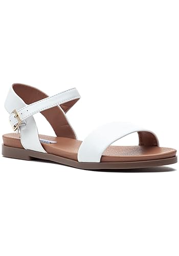 Steve Madden Women's DONDDI Sandal, white leather, M US in