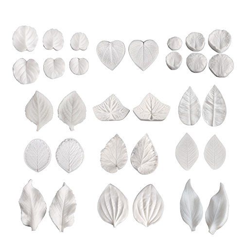 AK ART KITCHENWARE Sugar Paste Flower Veining Molds Petal Veiners Fontant Mold Cake Craft Tools (12kinds of leaves)