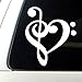 Heart Music Note Bumper Sticker Decal Car Window (White, 4