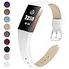 KIMILAR Armbanden compatibel met Fitbit Charge 4 / Charge 3 armband, leer, reserveband, tweekleurig, horlogeband voor…