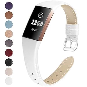 KIMILAR Armbanden compatibel met Fitbit Charge 4 / Charge 3 armband, leer, reserveband, tweekleurig, horlogeband voor…