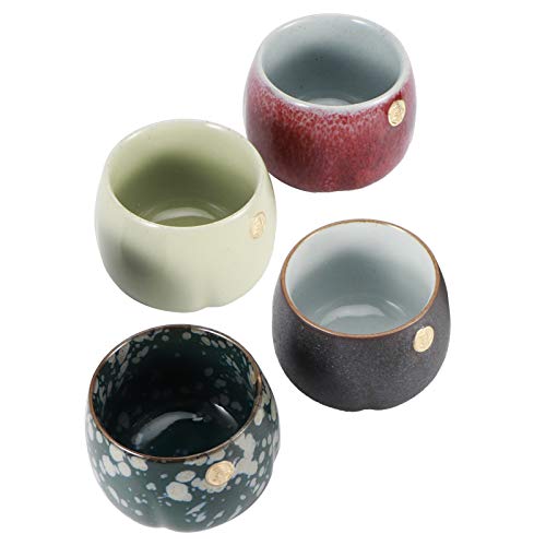 4 Stück Teetasse-Set Tea Cups Japanische Teetasse Retro Gebackene Teetasse Set Art Keramik Kung Fu Teegeschirr Kaffeetasse Geschenkbox Set für Home Office – Bild 6