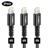 iPhone Cable,TIMMY iPhone Charging Cable 3PACK 6ft Nylon Braided iphone Charger Cable to USB Data Synchronization Cable Charger (BLACK)