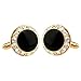 Luxury Exquisite Classy Round Black Rhinestone Crystal Cufflinks Men's Daily Use Bullet Cufflinks