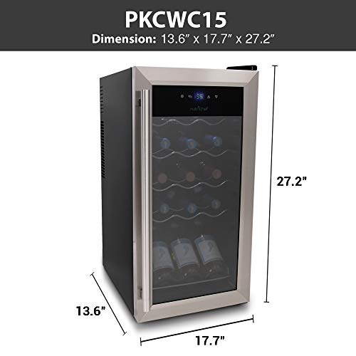 nutrichef 15 Bottle RefrigeratorWhite And Red Chiller Countertop