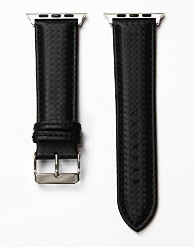 Apple Watch Band Replacement Carbon Fiber Leather Luxury 625 iWatch Band Apple Classic Buckle Sport, Edition, Series 1, Series 2 (Black (Size: 38mm))