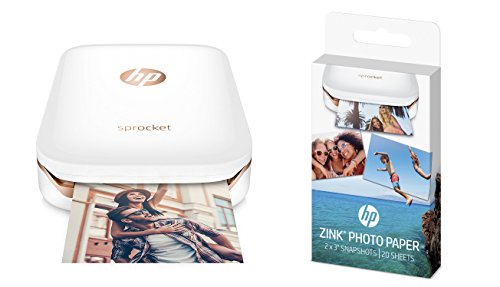 HP Sprocket - Impresora fotográfica portátil, color blanco + 20 hojas de papel fotográfico adhesivo: Amazon.es: Informática