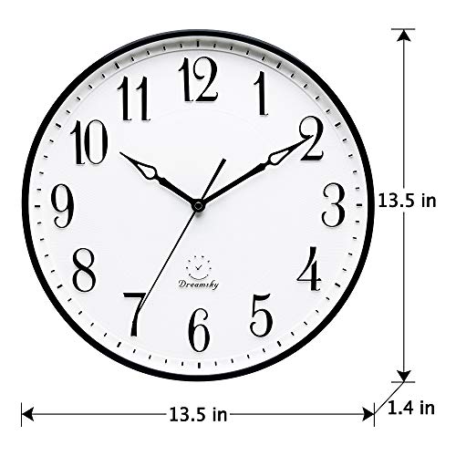DreamSky 13.5 Inches Extra Large Wall Clock for Living Room Decor NonTicking Big Silent Wall