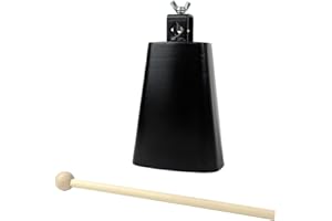 GENERIC LOONELO Cow Bell with 6 inch,Metal Steel Cow Bell with Drum Stick for Drumset Kit Percussion,Noise Makers for Sporting Events Wedding Party Concert